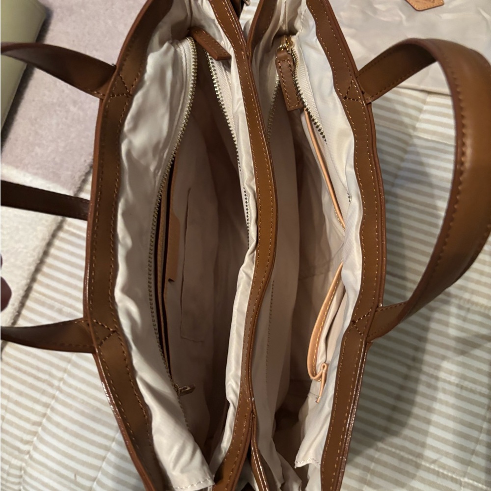MZ Wallace Quilted Sandshell Tote with Brown Trim - Picture 7 of 10